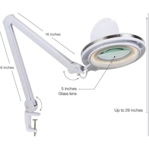 NEW! Brightech LightView Pro Magnifying Desk Lamp, 2.25x Light Magnifier Clamp - Picture 4 of 6